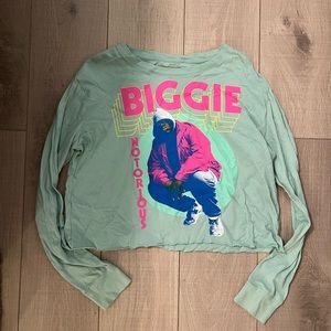 ‘Biggie’ Long Sleeve Cropped T-Shirt
